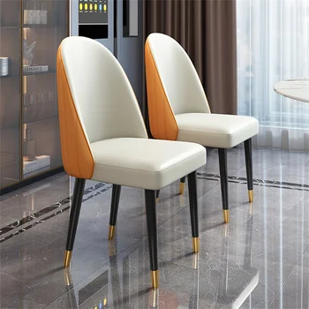 Скандинавские Роскошные Кожаные обеденные стулья для кухонной мебели Современный минималистичный бытовой обеденный стул Дизайнерский стул со спинкой