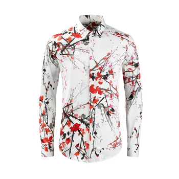 Сливовая рубашка в китайском стиле для мужчин, высококачественные Модные повседневные рубашки Slim Fit с длинным рукавом, рубашки для вечеринок и банкетов 2023 года.
