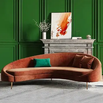 Современный 83-дюймовый бронзовый бархатный изогнутый диван с 3-местной раскладной подушкой для дивана