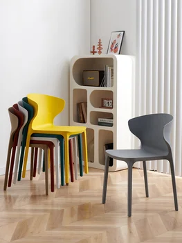 Современный минималистский обеденный стул Nordic home chair пластиковый стул для отдыха с утолщенной спинкой для взрослых офисный стул