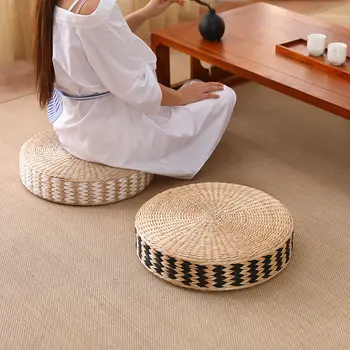 Соломенный футон в японском стиле, коврик Татами, Коврик для сиденья, Утолщенный грунт, Эркер, домашний коврик для медитации, коврик для медитации из ротанга