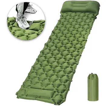 Спальный коврик для кемпинга на открытом воздухе Надувной матрас с подушками Сверхлегкий воздушный коврик со встроенным надувным насосом Для туристических походов