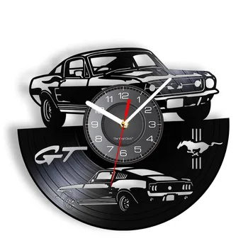 Спортивный автомобиль GT Premium Fastback Виниловая пластинка для записи альбома Настенные часы для мужской комнаты в пещере Автомобильный Домашний декор Подвесные Бесшумные кварцевые часы