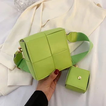 Сумка в форме мини-коробки, плетеная сумка в форме бочонка, летняя новинка 2022, женская сумка-ведро из искусственной кожи, женская дизайнерская сумка через плечо