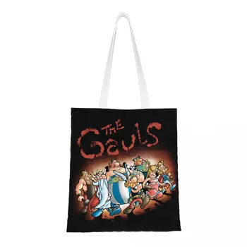 Сумки для покупок The Gauls Grocery с модным принтом, холщовые сумки-тоут для покупок через плечо, большая вместительная сумка Asterix и Obelix.