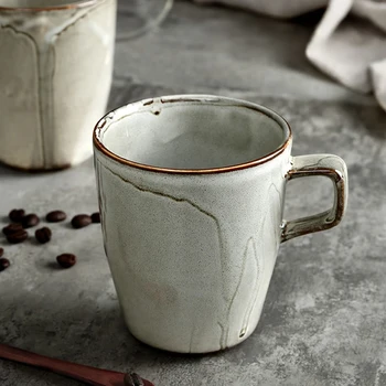 Творческая пара Кофейная чашка 320 мл Керамическая Ретро чашка для латте Простой домашний Офисный Послеобеденный чай Кофейная чашка для завтрака Молочная Кружка ручной работы
