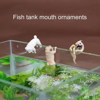 Украшение для аквариума Реалистичная Прочная смола Мультяшный Мопс Подвесной Аквариум Подвесной декор для дома