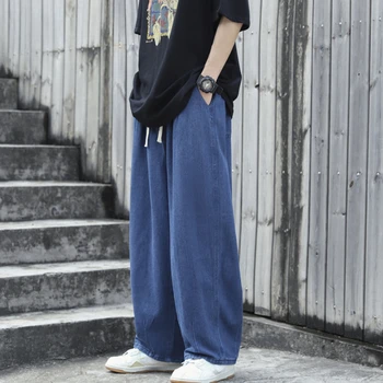 Уличная одежда 2023 года, Японские модные мужские джинсы, свободные широкие брюки большого размера, Повседневные джинсы Harajuku, Мужские брюки S-3XL