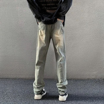 Уличная одежда, мужские мешковатые джинсы с эластичной резинкой на талии, новые осенние Корейские модные джинсовые широкие брюки, винтажные брюки Мужского бренда Z84