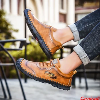 Уличная повседневная обувь из натуральной кожи в британском стиле, мужские удобные осенние лоферы ручной работы, Мужская нескользящая обувь для вождения и ходьбы