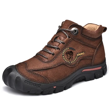 Уличная походная обувь из натуральной кожи, осенне-зимняя обувь для альпинизма, износостойкие ботильоны для мужчин, кроссовки