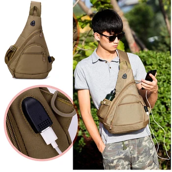 Уличная тактическая походная нагрудная сумка, военная камуфляжная походная сумка для скалолазания, рюкзак-мессенджер для зарядки через USB XA808Y