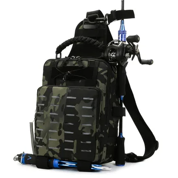 Уличная Тактическая рыболовная сумка Лазерный рюкзак Molle для кемпинга, мужская камуфляжная сумка-мессенджер, нагрудная сумка, сумки для рыбных удочек XA81B