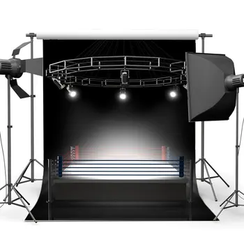 Фон боксерского ринга, Боксерские фоны, интерьер, освещение сцены стадиона, темный фон для фотосъемки в спортивном зале