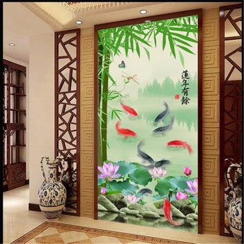 фон для входа в ресторан beibehang, декоративная роспись, большие фрески, рисунок с рыбой, фотообои из папье-маше
