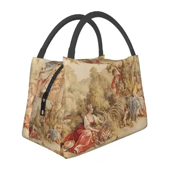 Французская изолированная сумка для ланча из гобелена Aubusson для женщин, герметичный ланч-бокс с термоохлаждением в европейском стиле с цветочным рисунком, Ланч-бокс для рабочего пикника