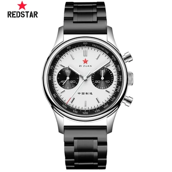 Хронограф Red Star 40 мм 1963 года, светящийся механизм с ручным заводом, Стальной ремешок, мужские механические часы Swanneck Sapphire, водонепроницаемые