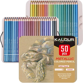 Цветные карандаши KALOUR, 50 штук, для взрослых и детей, мягкая сердцевина яркого цвета, идеально подходит для рисования, смешивания, создания эскизов.