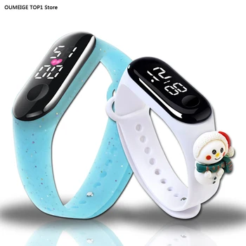 Цифровые часы для детей 2023 Модные наручные часы со светодиодной подсветкой для мальчиков и девочек, простые водонепроницаемые часы, силиконовый мягкий ремешок-браслет для детей