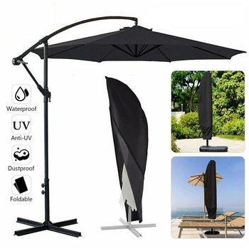Черный чехол для зонтика для патио, чехол для зонта с сумкой для хранения на молнии, Непромокаемый Ветрозащитный Открытый Водонепроницаемый Зонт от солнца