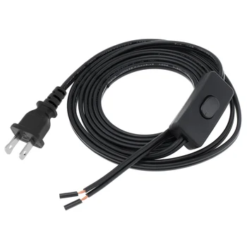 Черный шнур лампы SPT-2 18AWG, сменный шнур питания для подключения с кнопочным выключателем, штепсельная вилка США для ремонта или замены