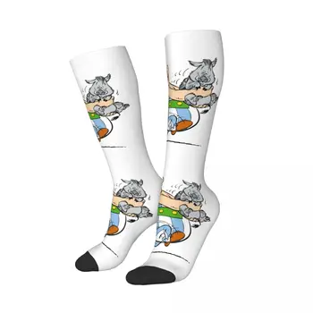 Чулки Kawaii Asterix И Obelix, женские носки для девочек с 3D-принтом, футбольные спортивные носки до бедра