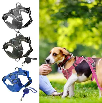 Шлейка для собаки, дышащий нагрудный ремень для собаки, Светоотражающие аксессуары для собак, дышащий поводок для выгула собаки на открытом воздухе для S/M/L Собаки