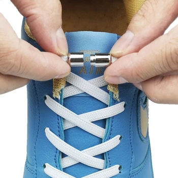Шнурки без галстука с металлическим замком Эластичные шнурки для обуви Креативные ленивые Плоские шнурки Быстрые защитные шнурки для детей и взрослых