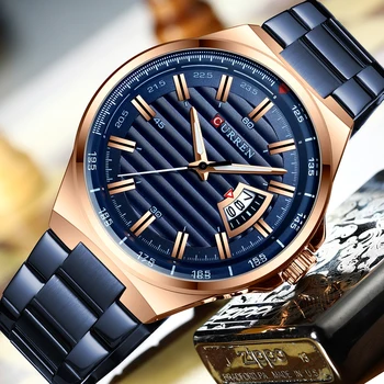 Элитный бренд CURREN Серые часы Мужские Кварцевые Деловые наручные часы Модные Часы Классические Часы со стальным ремешком Reloj Hombres
