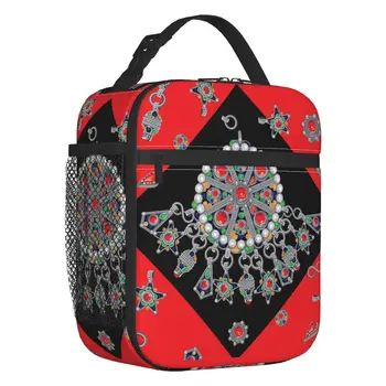 Ювелирные изделия Kabyle Термоизолированные сумки для ланча Женские Amazigh Carpet Morocco Сумка для ланча для работы и путешествий Многофункциональная коробка для еды