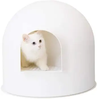 Ящик для кошачьего туалета с крышкой Большой, с совком, Поддон для кошачьего туалета Snow House Прочный, легко моется благодаря антипригарному покрытию