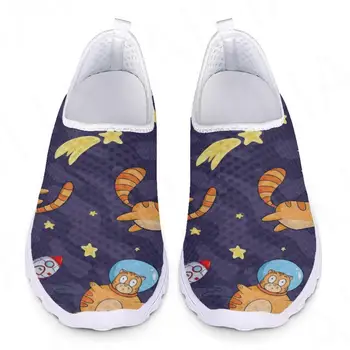 כוכב יקום Cartoon חתול הדפסת קל משקל לנשימה קיץ נעלי רך בית נעלי הליכה נעליים מזדמנים סניקרס