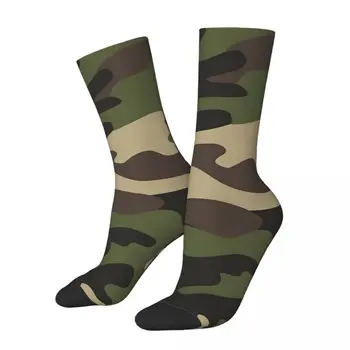 Сумасшедший носок для мужчин с камуфляжным рисунком, военный дизайн фона, хип-хоп винтажный камуфляж, бесшовный носок для мальчиков